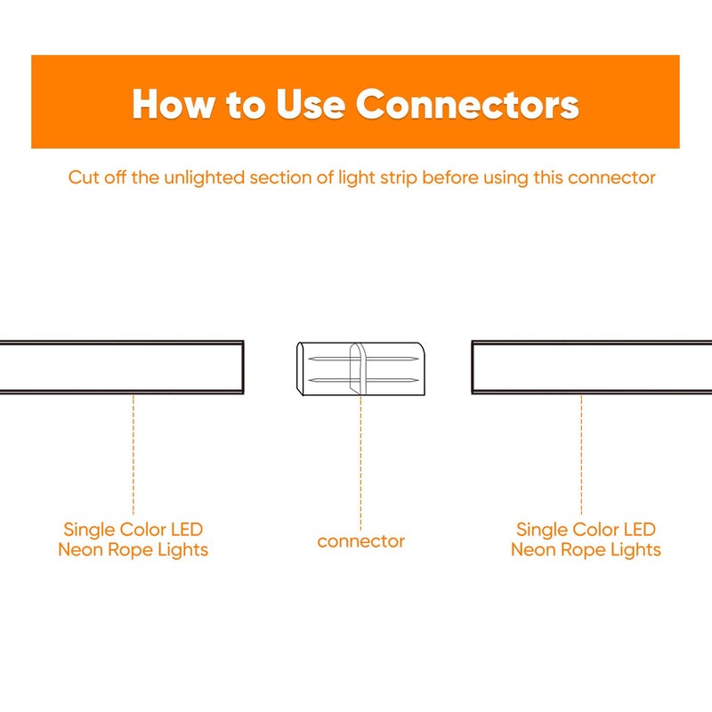 Shine Decor Connector and Connecting Wires for 7x14.5mm and 8x16mm LED Neon Rope Light - Image 4
